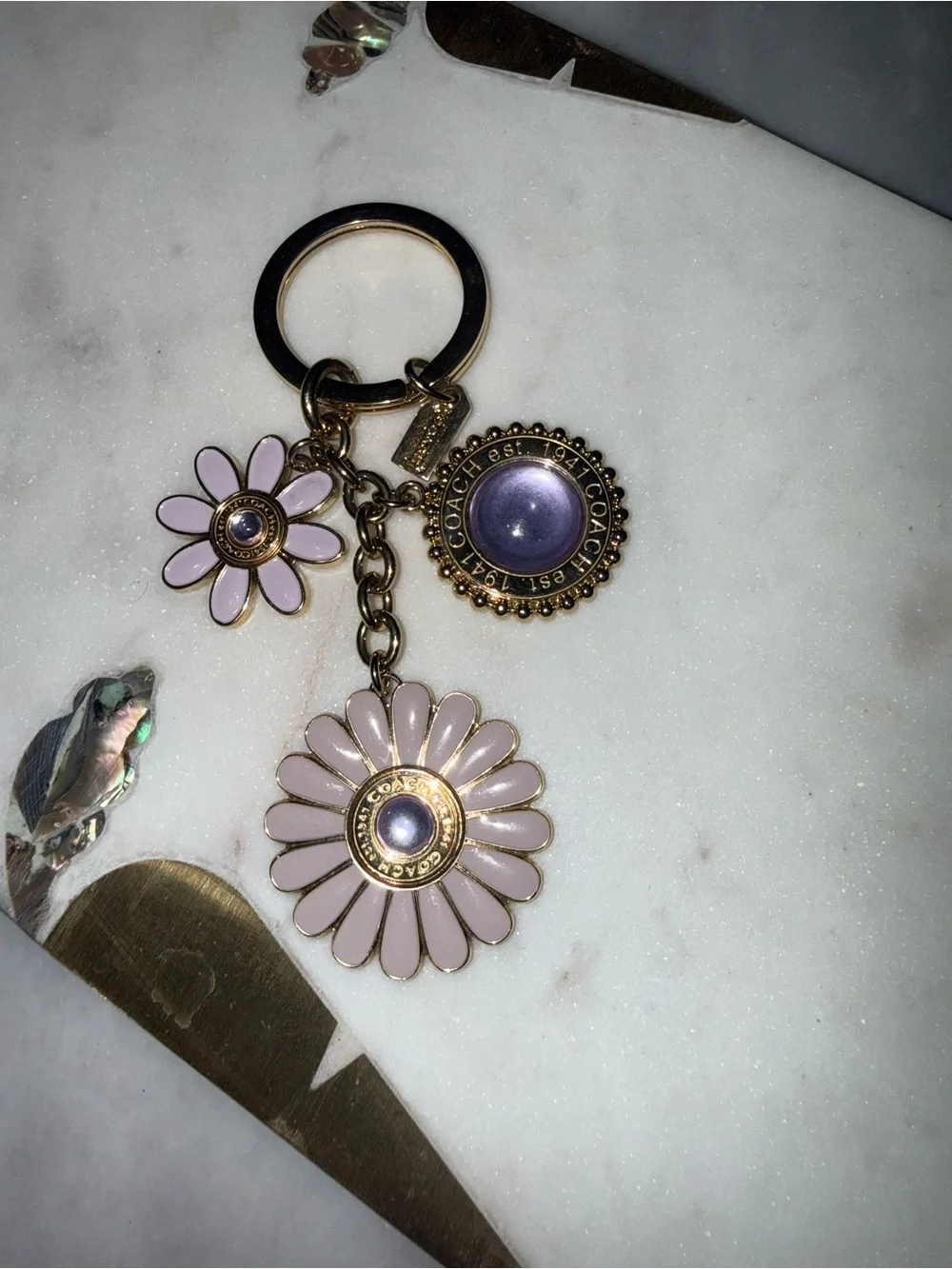 Rare Coach Daphne Lavender Daisy multi-mix bag key charm - Picture 3 of 3